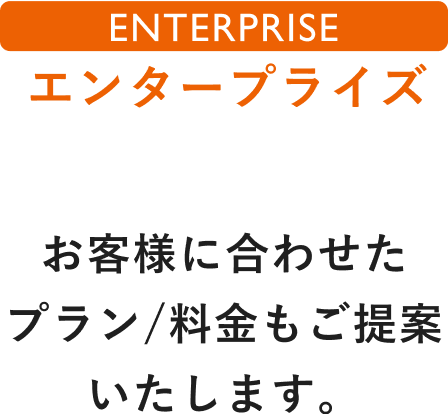 エンタープライズプラン お客様に合わせたプラン/料金もご提案いたします。
