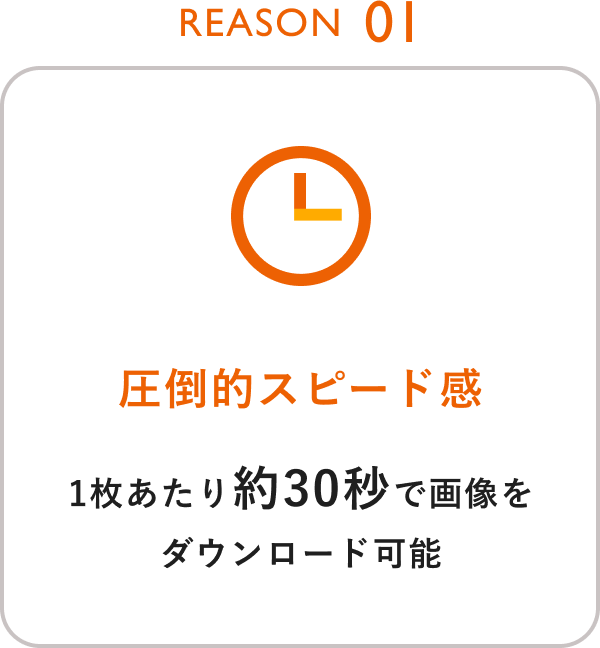 Reason01 圧倒的スピード感 1枚あたり約30秒で画像をダウンロード可能